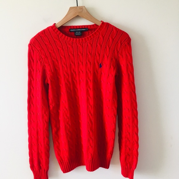 Ralph Lauren Sweaters - Ralph Lauren Red Crew Neck Cableknit Sweater